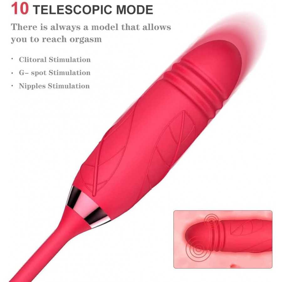 Rose Sex Toy for Women -Rose Sex Toy with Tongue Licking Vibrator for Women Rose Nipple Stimulation, Rechargeable Vibrating Mach