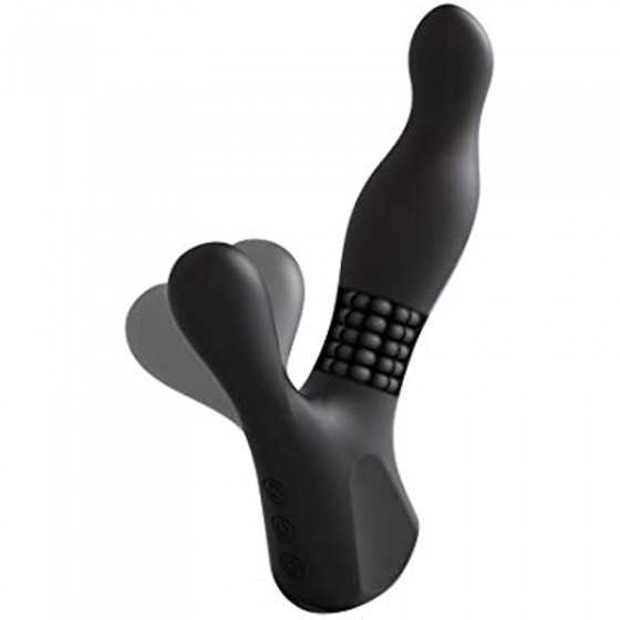 Rechargeable Silicone Prostate Massager - Perineum & Shaft Feature 10 Vibration Functions, Spinning Beads Provide Rimming Sensat