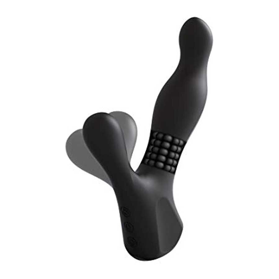 Rechargeable Silicone Prostate Massager - Perineum & Shaft Feature 10 Vibration Functions, Spinning Beads Provide Rimming Sensat