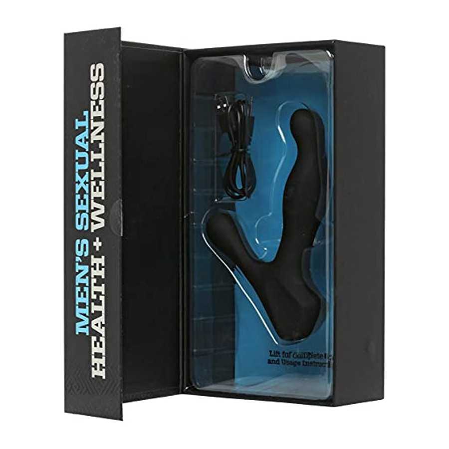 Rechargeable Silicone Prostate Massager - Perineum & Shaft Feature 10 Vibration Functions, Spinning Beads Provide Rimming Sensat