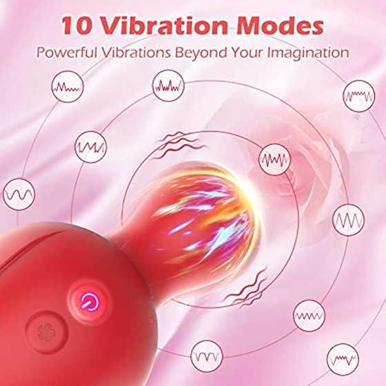 Rose Toy for Woman, FOBONO 2 in 1 Adjustable Adult Toy Vibrators with 10 Tongue Licking & Vibrating Modes, Sexual Pleasure Tools