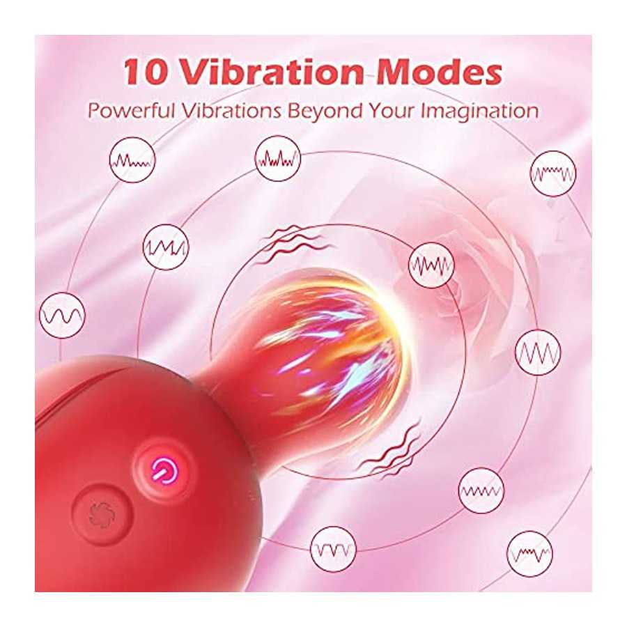 Rose Toy for Woman, FOBONO 2 in 1 Adjustable Adult Toy Vibrators with 10 Tongue Licking & Vibrating Modes, Sexual Pleasure Tools