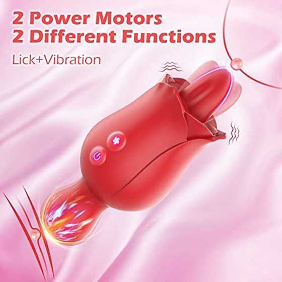 Rose Toy for Woman, FOBONO 2 in 1 Adjustable Adult Toy Vibrators with 10 Tongue Licking & Vibrating Modes, Sexual Pleasure Tools
