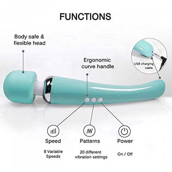 Cordless Wand Massager - Therapeutic Personal Massager - 8 Speeds 20 Vibrating Patterns - USB Rechargeable - Handheld Cordless a