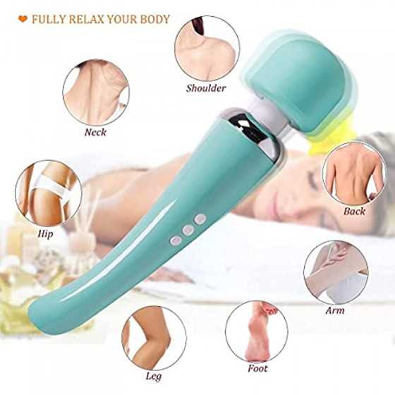 Cordless Wand Massager - Therapeutic Personal Massager - 8 Speeds 20 Vibrating Patterns - USB Rechargeable - Handheld Cordless a