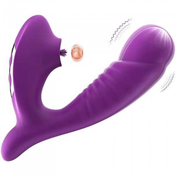 Vibrating Dildo Massager for Adults Pleasure, Thrusting Vibrator Adult Sex Toys, Powerful Clit Licker Vibrator Stimulator with 5