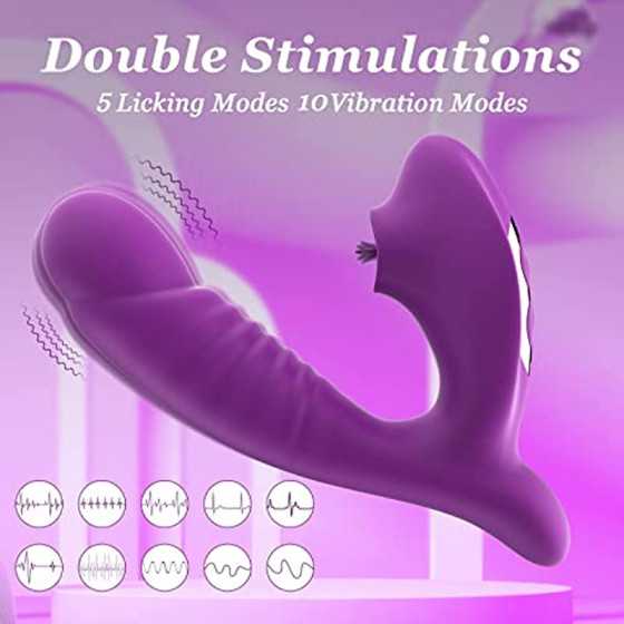 Vibrating Dildo Massager for Adults Pleasure, Thrusting Vibrator Adult Sex Toys, Powerful Clit Licker Vibrator Stimulator with 5