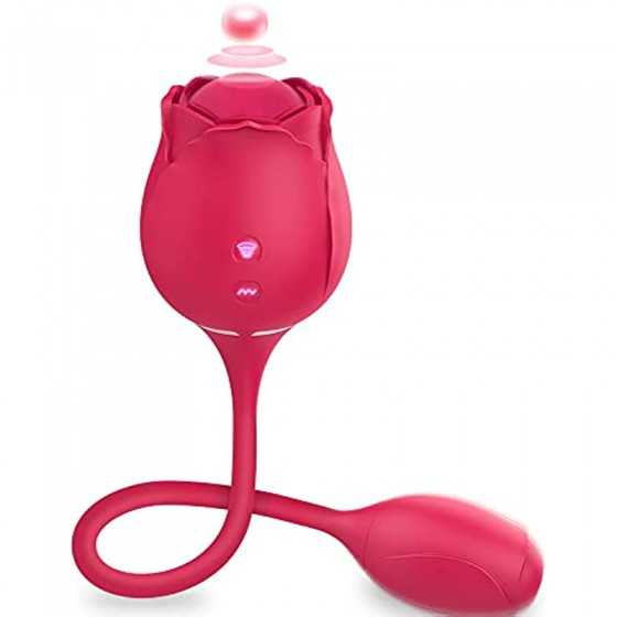 Rose Vibrator Toy for Women, Rose Clitoral Toy G-spot Vibrator Toy, 2 in 1 Clitoral Stimulator with 10 Modes Sex Toy, Nipple Sti