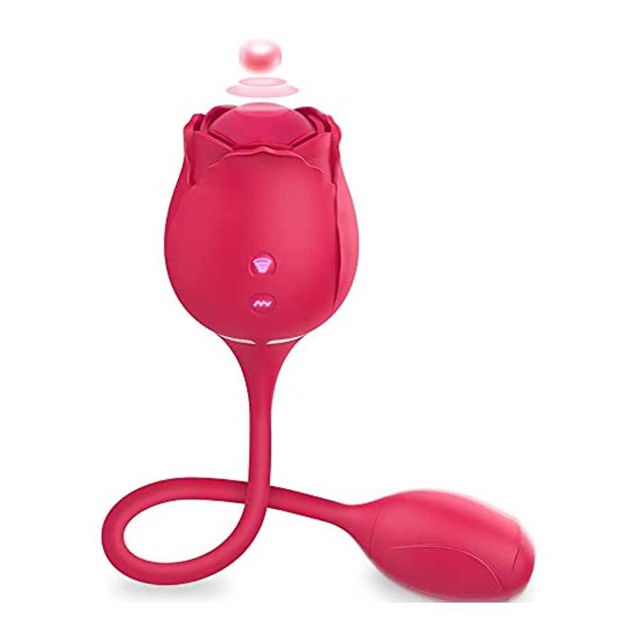 Rose Vibrator Toy for Women, Rose Clitoral Toy G-spot Vibrator Toy, 2 in 1 Clitoral Stimulator with 10 Modes Sex Toy, Nipple Sti