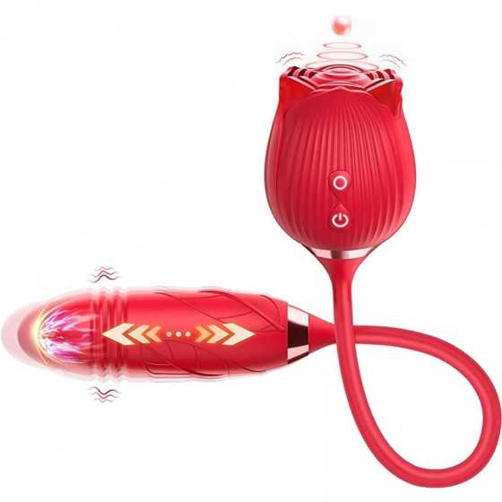 Rose Toy Vibrator for Woman,Clitoral Stimulator Licking Thrusting G Spot Dildo Vibrator with 10 Modes,Rose Adult Sex Toys Games,