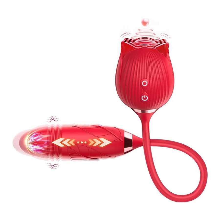 Rose Toy Vibrator for Woman,Clitoral Stimulator Licking Thrusting G Spot Dildo Vibrator with 10 Modes,Rose Adult Sex Toys Games,
