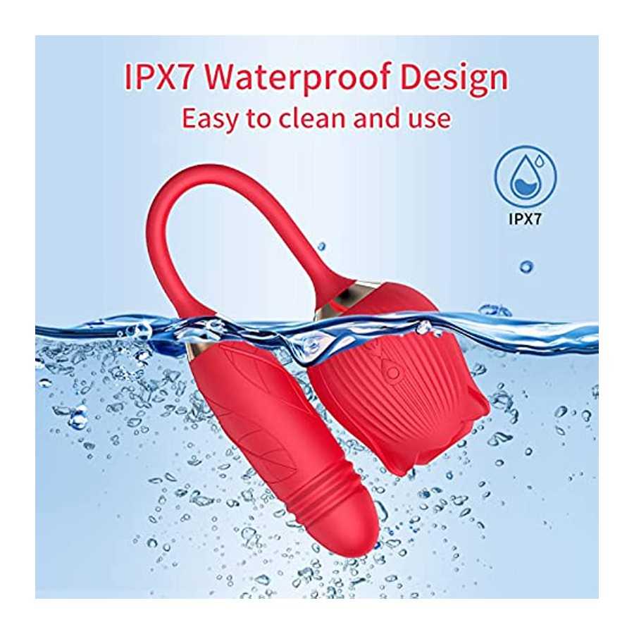 Rose Toy Vibrator for Woman,Clitoral Stimulator Licking Thrusting G Spot Dildo Vibrator with 10 Modes,Rose Adult Sex Toys Games,