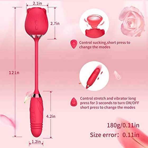Rose Toy Vibrator for Woman,Clitoral Stimulator Licking Thrusting G Spot Dildo Vibrator with 10 Modes,Rose Adult Sex Toys Games,