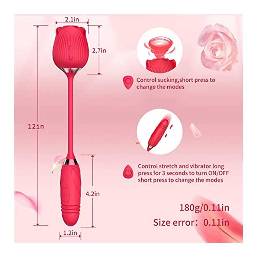 Rose Toy Vibrator for Woman,Clitoral Stimulator Licking Thrusting G Spot Dildo Vibrator with 10 Modes,Rose Adult Sex Toys Games,