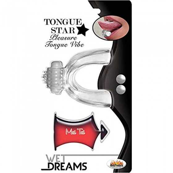 Hott Products Wet Dreams Tongue Star Pleasure Vibe with 10ml Liquor Lube Pillow, Clear/Red, 2 Ounce