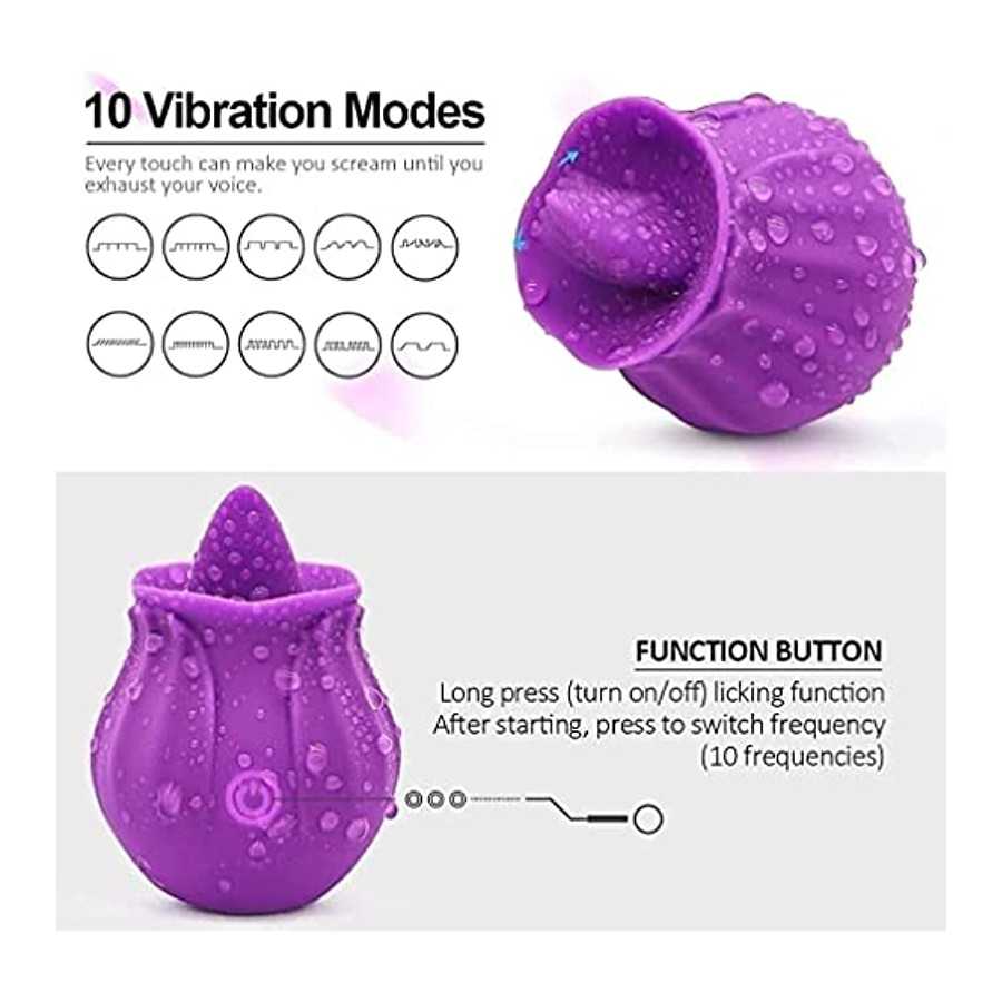 Rose Tongue Licker Rose Shape Rechargeable Female Adult Toy, Power Tongue Aspirator & Tongue Licker 10 Mode Suction Cup G Suck T