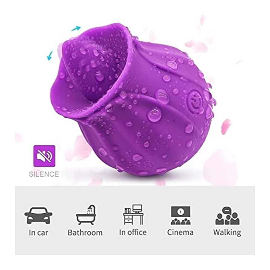 Rose Tongue Licker Rose Shape Rechargeable Female Adult Toy, Power Tongue Aspirator & Tongue Licker 10 Mode Suction Cup G Suck T