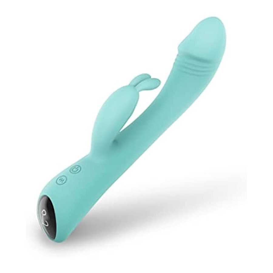 Rabbit Vibrator Dildos for G Spot Clit Stimulation, Dual Stimulator with 9 Vibration Modes, Rechargeable Waterproof, Soft Skin-F