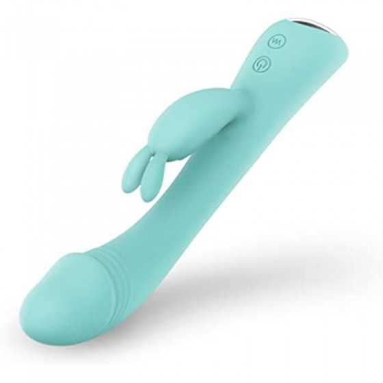 Rabbit Vibrator Dildos for G Spot Clit Stimulation, Dual Stimulator with 9 Vibration Modes, Rechargeable Waterproof, Soft Skin-F