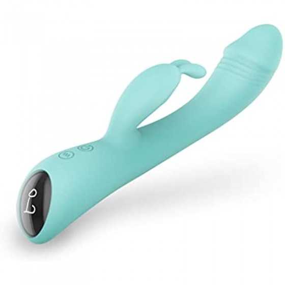 Rabbit Vibrator Dildos for G Spot Clit Stimulation, Dual Stimulator with 9 Vibration Modes, Rechargeable Waterproof, Soft Skin-F
