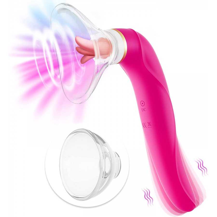 Proprogift Adult Product Sex Toys Tongue Sucking Licking Vibrator, G Spot Tongue Vibrator with 8 Suction Modes & 10 Tail Vibrati