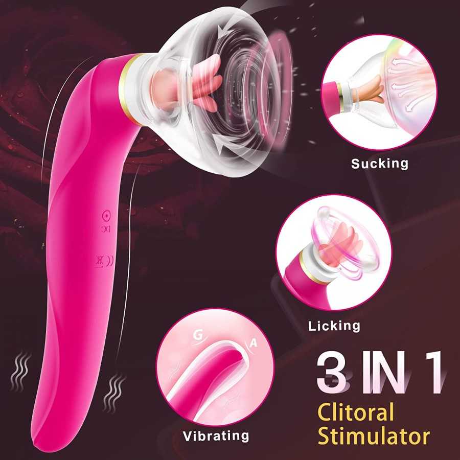 Proprogift Adult Product Sex Toys Tongue Sucking Licking Vibrator, G Spot Tongue Vibrator with 8 Suction Modes & 10 Tail Vibrati