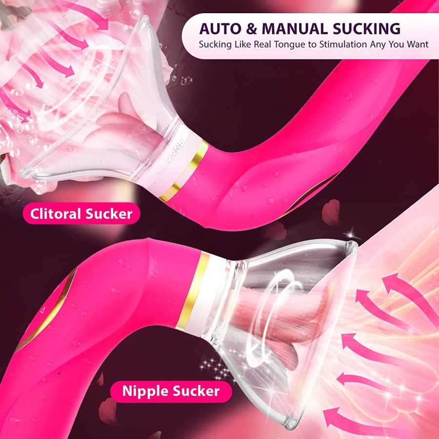 Proprogift Adult Product Sex Toys Tongue Sucking Licking Vibrator, G Spot Tongue Vibrator with 8 Suction Modes & 10 Tail Vibrati