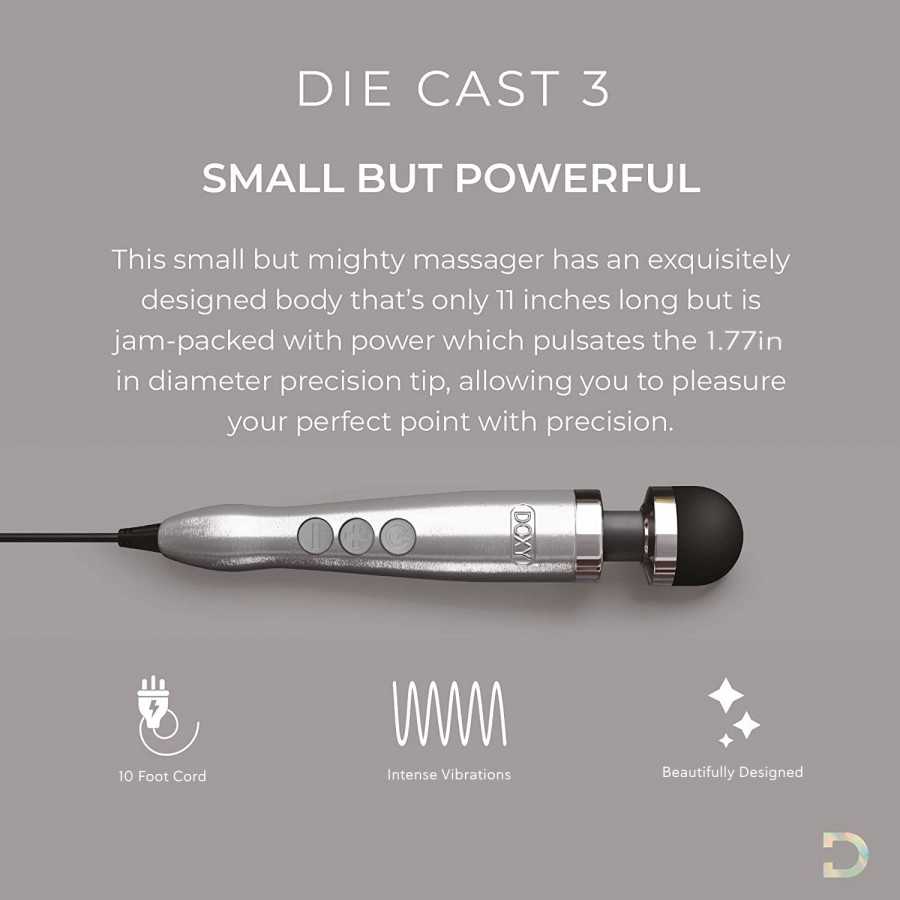 Premium Doxy Die Cast No. 3 - Luxurious Aluminum and Titanium Alloy Case -Wand Vibrator Body Massager - Body-Safe Medical-Grade 