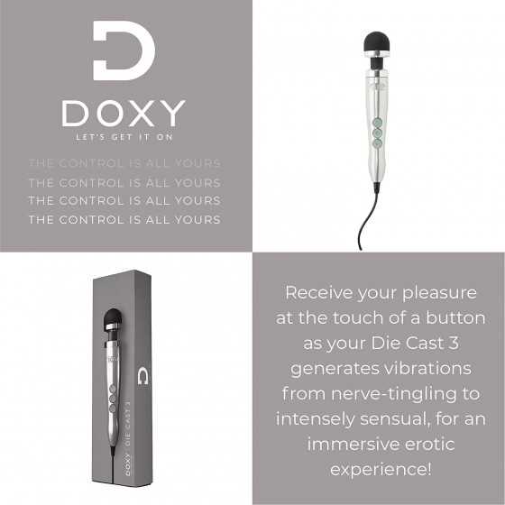Premium Doxy Die Cast No. 3 - Luxurious Aluminum and Titanium Alloy Case -Wand Vibrator Body Massager - Body-Safe Medical-Grade 