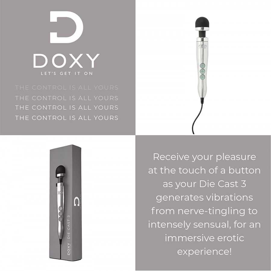 Premium Doxy Die Cast No. 3 - Luxurious Aluminum and Titanium Alloy Case -Wand Vibrator Body Massager - Body-Safe Medical-Grade 