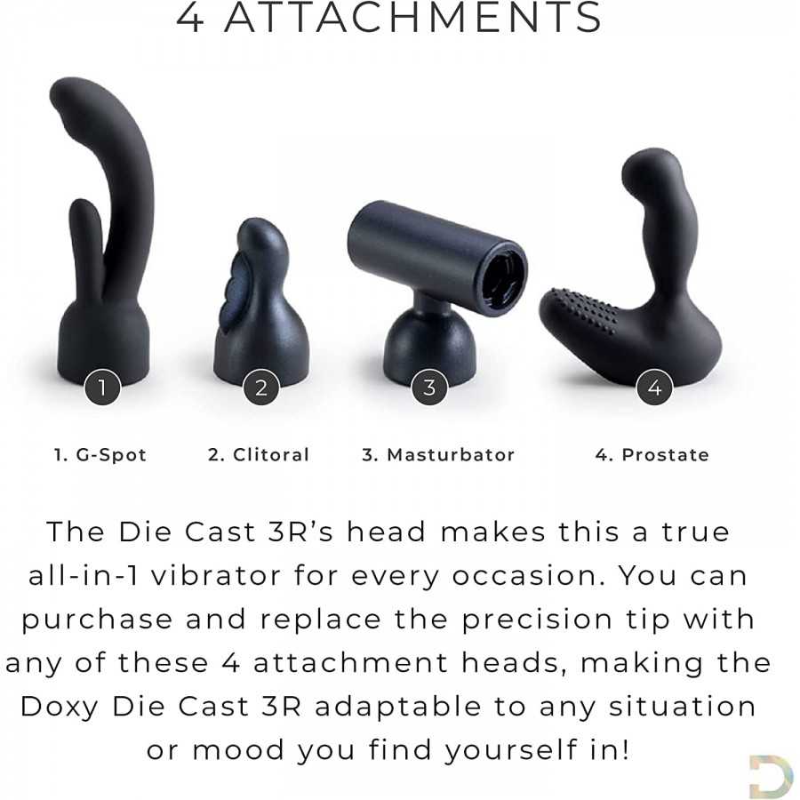 Premium Doxy Die Cast No. 3 - Luxurious Aluminum and Titanium Alloy Case -Wand Vibrator Body Massager - Body-Safe Medical-Grade 