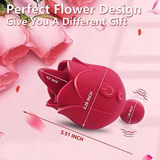 Rose Sex Stimulator for Women,Vibrating Bullet and Tongue Toy with Licking for Female Self Pleasuring,9+9 Frequencies Personal M