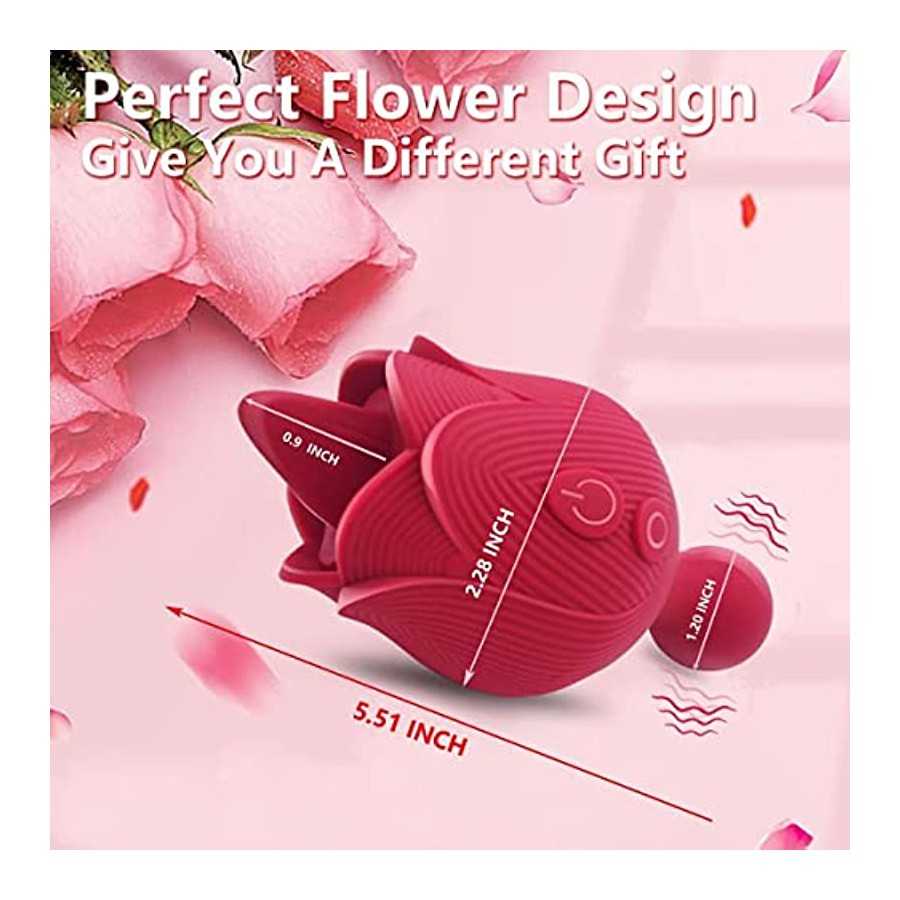 Rose Sex Stimulator for Women,Vibrating Bullet and Tongue Toy with Licking for Female Self Pleasuring,9+9 Frequencies Personal M