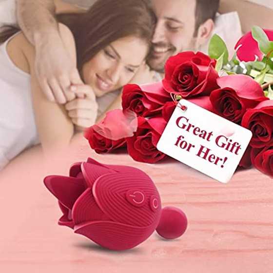 Rose Sex Stimulator for Women,Vibrating Bullet and Tongue Toy with Licking for Female Self Pleasuring,9+9 Frequencies Personal M