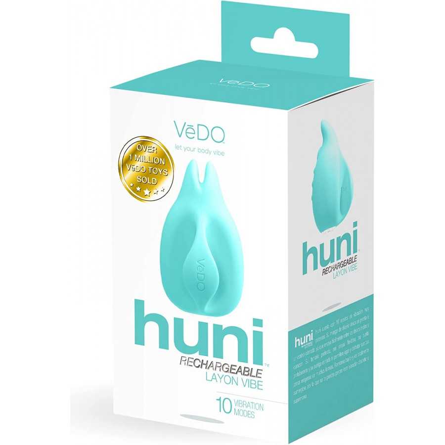 VeDO HUNI Rechargeable Lay-On Clitoral Vibrator Adult Sextoy for Women (Tease Me Turquoise)