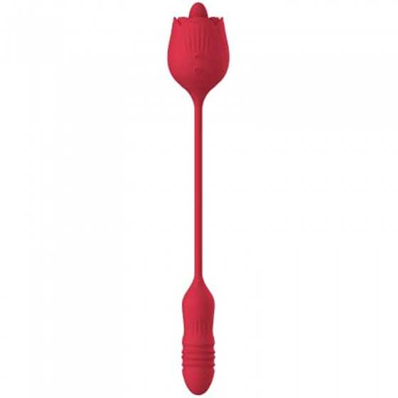 Shibari Rose Toy Vibrator for Women, Tongue-N-Cheek Rechargeable Clitoral G-Spot Nipple Licking Massaging Thrusting Bullet Stimu