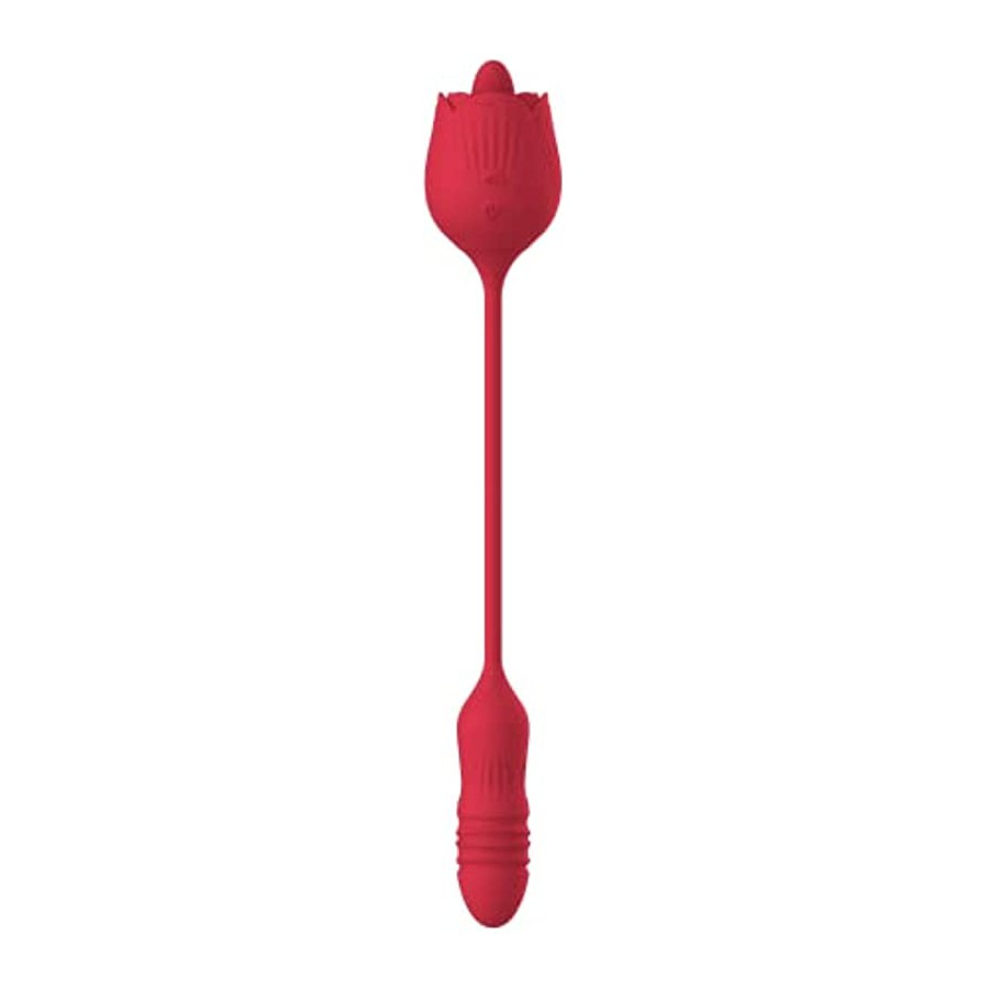 Shibari Rose Toy Vibrator for Women, Tongue-N-Cheek Rechargeable Clitoral G-Spot Nipple Licking Massaging Thrusting Bullet Stimu