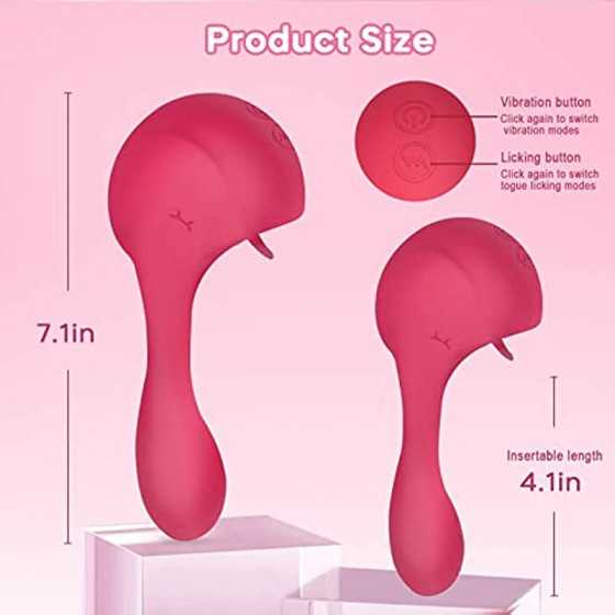 Clitoral Licking G Spot Vibrator for Clit and Vagina Stimulation, Rechargeable Dildo Tongue Vibrator with 3 Licking & 10 Vibrati