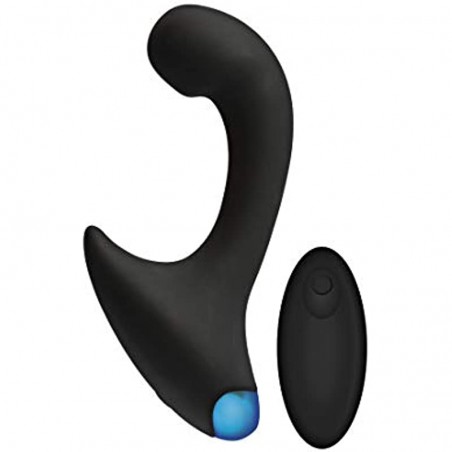 Doc Johnson OptiMALE - P-Curve - Ergonomically Curved Beginner-Friendly Vibrating Prostate Massager - Silicone, Remote Operated
