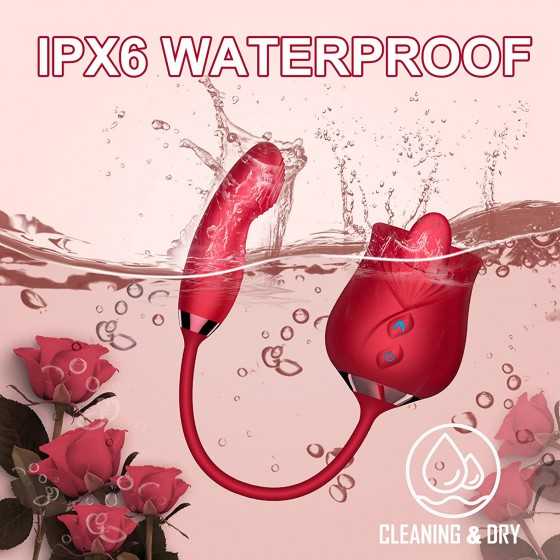 Rose Sex Stimulator for Women, Tongue Licking Vibrator Clitoral Nipple Stimulator with G Spot Dildo, Adult Sex Toys Games for 10