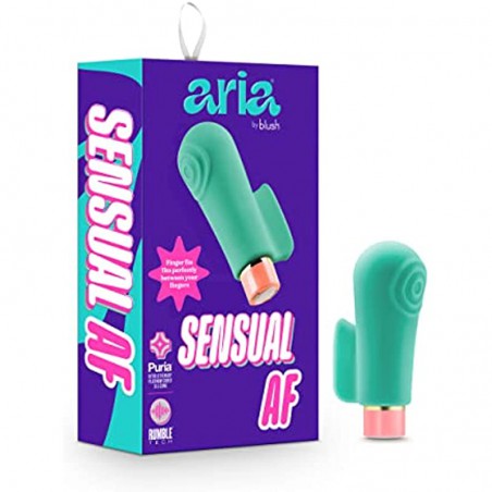 6k Aria Sensual AF Silicone Vibrator - Rumble Tech Rumbly 10 Vibration Settings - Finger Fin for Accessibility and Grasp - IP
