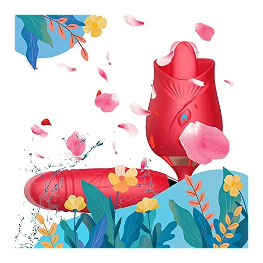 2022 Newly-Dual Head Flower Shaped Rose Toys ， Sex Stimulator for Women Valentine's Day Lick 20 Modes for Lingerie Gifts Women V