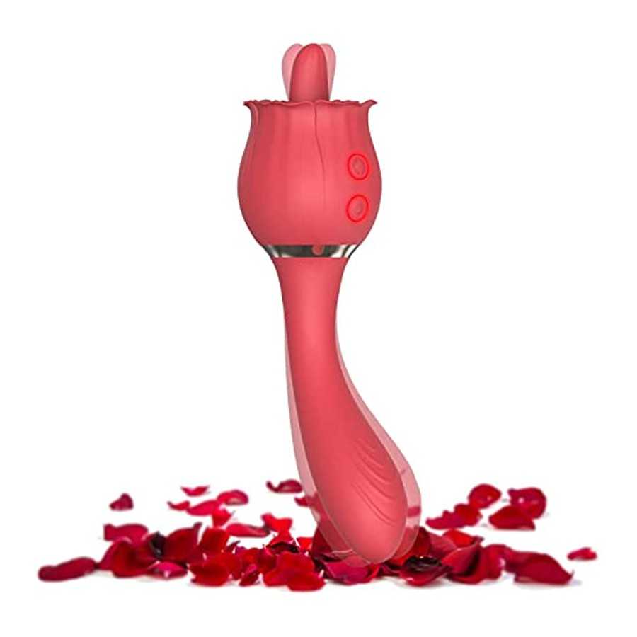 Rose Toy Vibrator for Women,Nipples Clitoris Stimulator,with 10 Modes & 20 Powerful Vibration,G Spot Clitoral Vibrator Dildo Sex