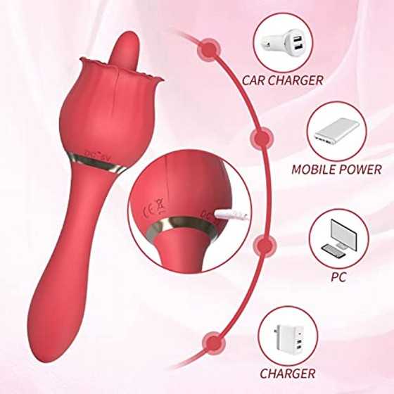 Rose Toy Vibrator for Women,Nipples Clitoris Stimulator,with 10 Modes & 20 Powerful Vibration,G Spot Clitoral Vibrator Dildo Sex