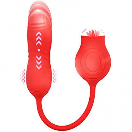 ErotiPorcel Waterproof Adult Sex Toys Vibrator for Woman Tongue Licking Massager for Women Pleasure Wireless USB Rechargeable Tongue Licking Vibrator with Vibrating Egg，Rose Toy for Woman