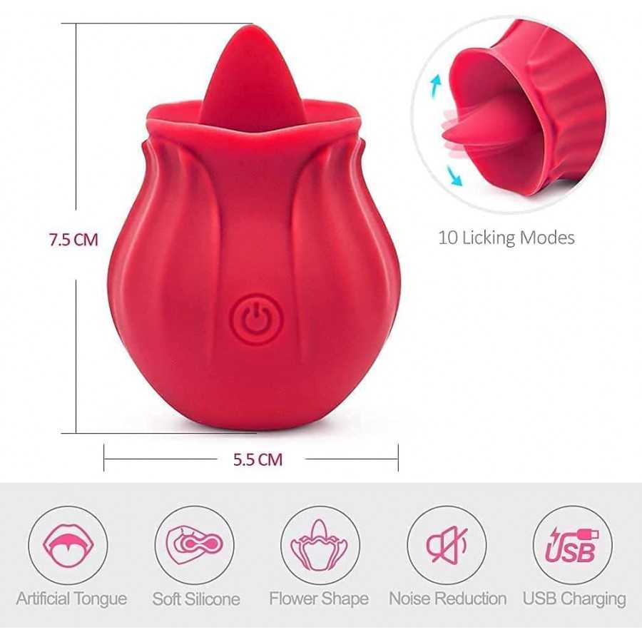 Rose Toy Vibrator for Women - Clitoral Stimulator Tongue Licking with 10 Modes, Rose Adult Sex Toys Games, Clitoral Nipple Licke
