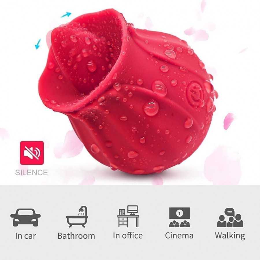 Rose Toy Vibrator for Women - Clitoral Stimulator Tongue Licking with 10 Modes, Rose Adult Sex Toys Games, Clitoral Nipple Licke