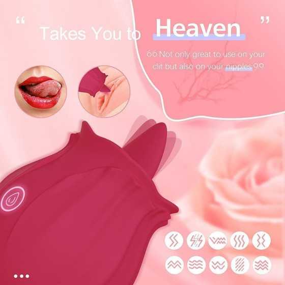 Rose Toy Vibrator for Women - Clitoral Stimulator Tongue Licking with 10 Modes, Rose Adult Sex Toys Games, Clitoral Nipple Licke