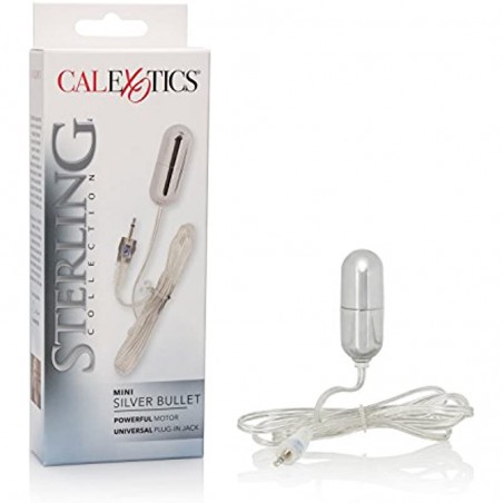  Sterling Collection - Mini Wired Bullet Egg Vibrator - Sex Toys for Couples - Adult Vibe Massager - Silver - 1.5 Inch
