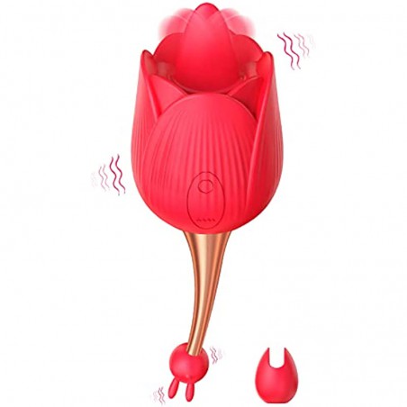 Rose Sex Toy for Womens，2 in 1 and 9 Vibration Modes, Thrusting Rose Vibritator Clitoral Nipple Vibrators Adult Sex，Nipple Sucker Oral Sex Vibrating Masturbator